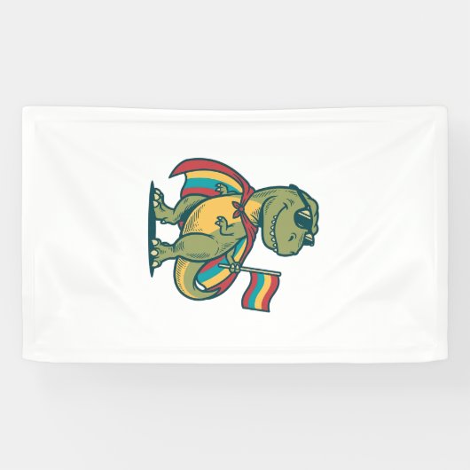 Schattige Pride Dinosaur Vector T-shirt Ontwerp_1 Spandoek (Horizontaal)