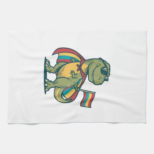 Schattige Pride Dinosaur Vector T-shirt Ontwerp_1 Theedoek (Horizontaal)