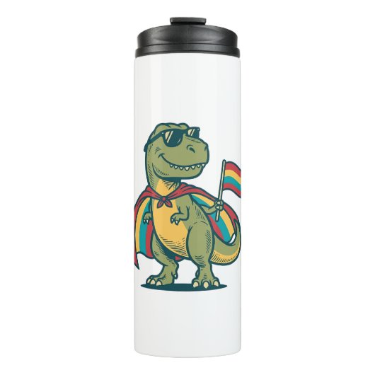 Schattige Pride Dinosaur Vector T-shirt Ontwerp_1 Thermosbeker (Voorkant)
