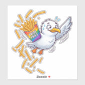 Schattige Pride Frites Zeemeeuw - Grappige LGBTQ+  Sticker (Vel)