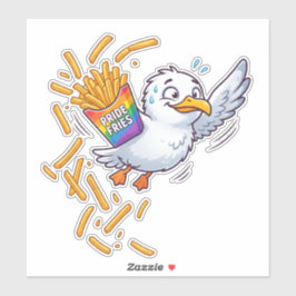 Schattige Pride Frites Zeemeeuw - Grappige LGBTQ+  Sticker