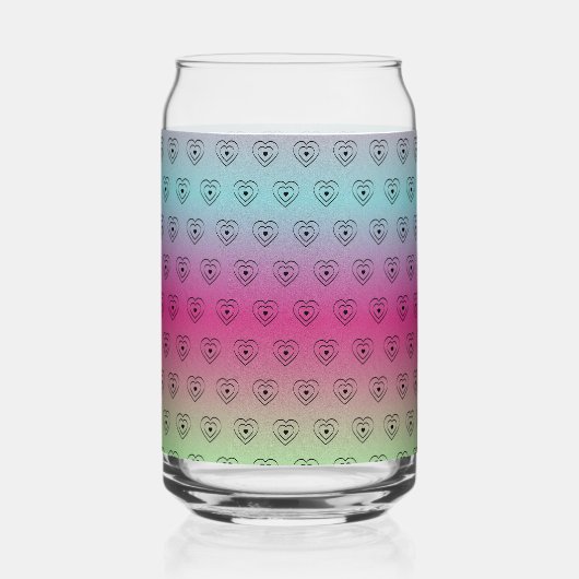 Schattige Pride Rainbow Hearts Pattern Blikvorm Glas (Voorkant)