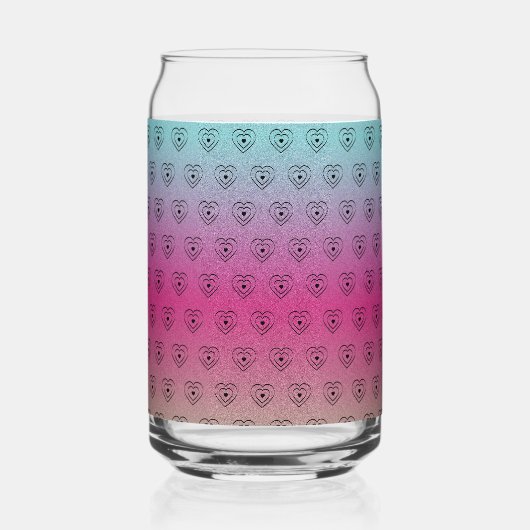 Schattige Pride Rainbow Hearts Pattern Blikvorm Glas (Achterkant)