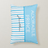 Schattige Prince Blauw Witte Strepen Naam Accent Kussen (Voorkant(Verticaal))