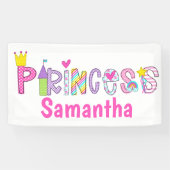 Schattige Princess Alphabet gepersonaliseerd Spandoek (Horizontaal)