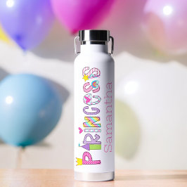 Schattige Princess Alphabet gepersonaliseerd Waterfles