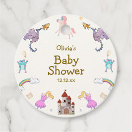 Schattige Princess Dragon Unicorn Baby shower Bedankjes Labels