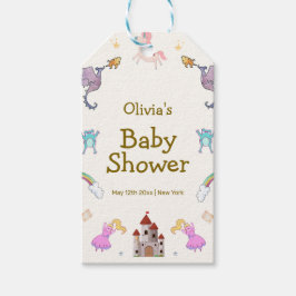 Schattige Princess Dragon Unicorn Baby shower Cadeaulabel