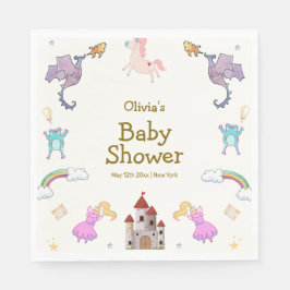 Schattige Princess Dragon Unicorn Baby shower Servet