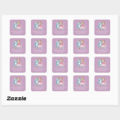 Schattige Princess Eenhoorn Pastel Lavendel Kinder Vierkante Sticker (Vel)