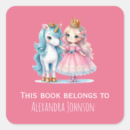 Schattige Princess & Eenhoorn Roze Kinder Labels