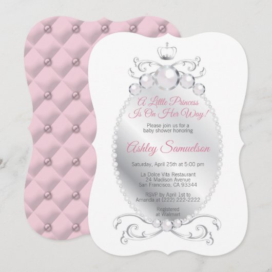Schattige Princess is op weg naar Baby shower Pink Kaart (Voorkant / Achterkant)