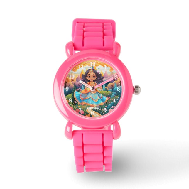 Schattige Princess lovers meisjes naam toevoegen Horloge (Voorkant)