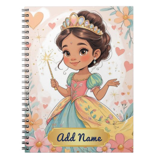 Schattige Princess Notitieboek – Naam toevoegen (Voorkant)