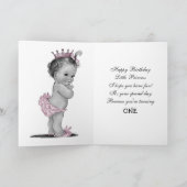 Schattige  Prinses 1e Verjaardag Kaart (Binnen)
