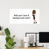 Schattige prinses diva feestbanner poster (Thuiskantoor)