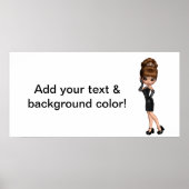 Schattige prinses diva feestbanner poster (Voorkant)