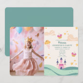 Schattige Prinses Foto Roze Kasteel Verjaardagsfee Kaart (Voorkant / Achterkant)