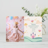 Schattige Prinses Foto Roze Kasteel Verjaardagsfee Kaart (Staand voorkant)