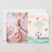 Schattige Prinses Foto Roze Kasteel Verjaardagsfee Kaart (Voorkant)