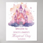 Schattige Prinses Kasteel Meisje Verjaardagsfeest Poster (Voorkant)