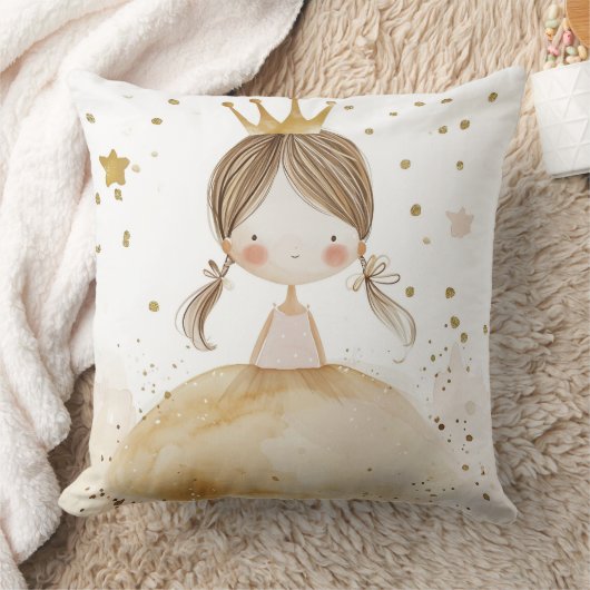 Schattige Prinses Kussen met Gouden Kroon, Sprookj (Deken)