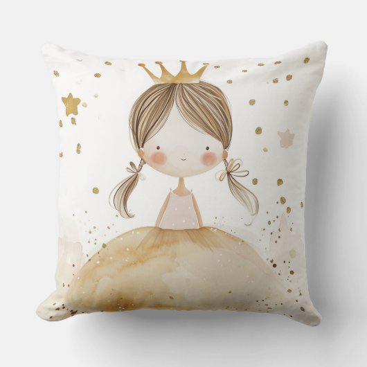 Schattige Prinses Kussen met Gouden Kroon, Sprookj (Voorkant)