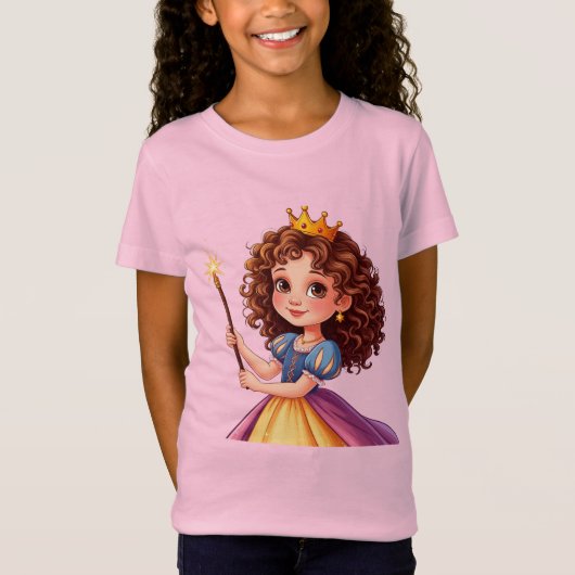 Schattige prinses met toverstaf t-shirt (Voorkant)