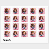 Schattige prinses met toverstaf vierkante sticker (Vel)