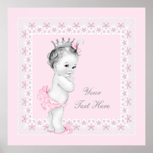 Schattige prinses Pink Baby Girl Poster