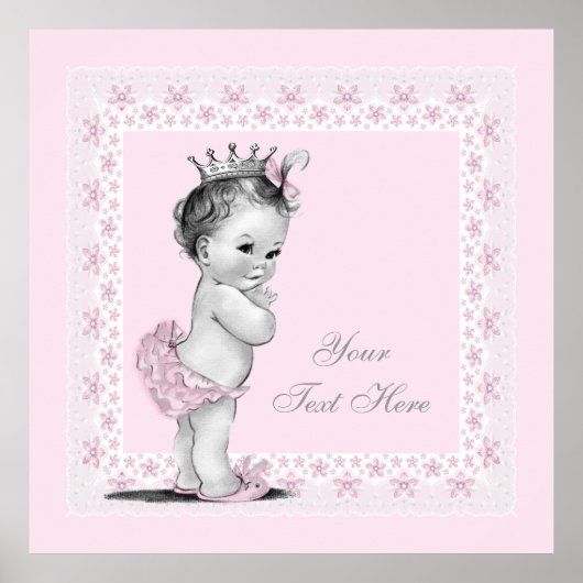 Schattige prinses Pink  Baby Girl Poster (Voorkant)