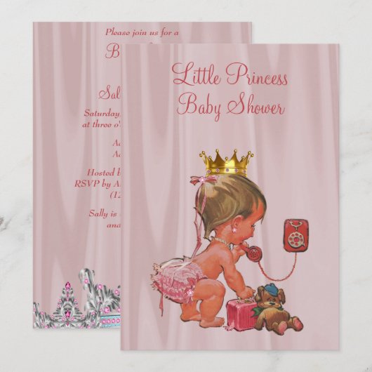 Schattige Prinses Roze Baby Shower Kaart (Voorkant / Achterkant)