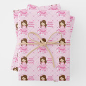 Schattige Prinses Verjaardag Roze Gepersonaliseerd Inpakpapier Vel (In situ)