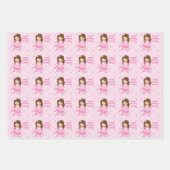 Schattige Prinses Verjaardag Roze Gepersonaliseerd Inpakpapier Vel (Voorkant)