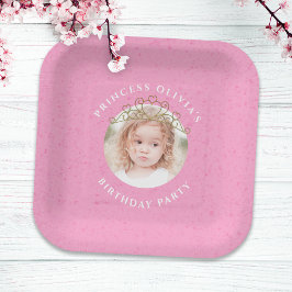 Schattige Prinses Verjaardagsfeest Roze Custom Papieren Bordje