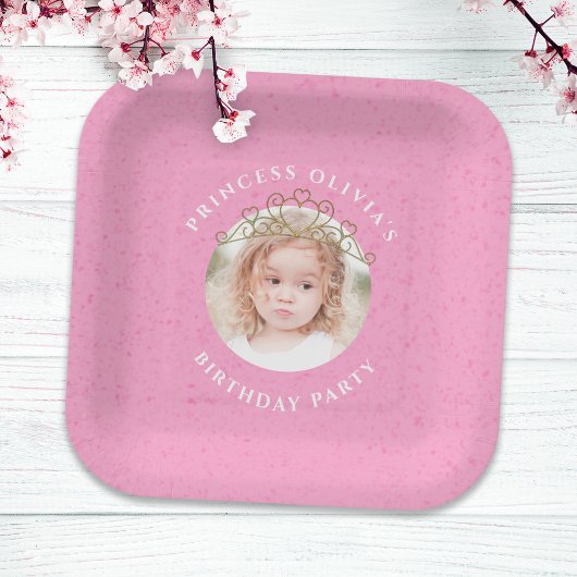 Schattige Prinses Verjaardagsfeest Roze Custom Papieren Bordje