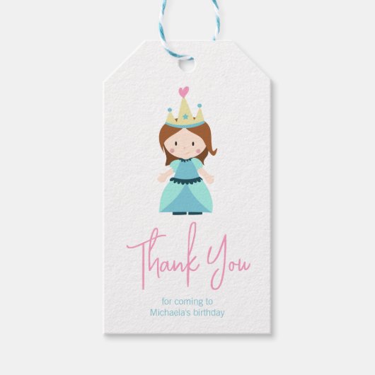 Schattige prinsessenmeisje bedankt cadeaulabel (Voorkant)