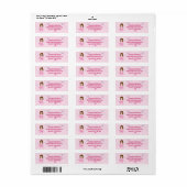 Schattige prinsessenmeisje roze Kinder retouradres Etiket (Full Sheet)