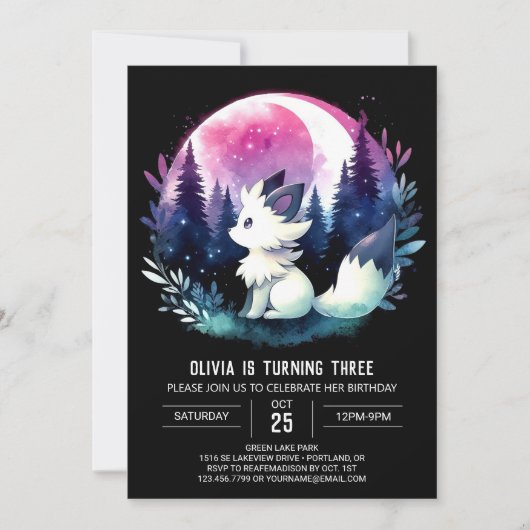 Schattige Printable Wolf Verjaardag Kaart (Voorkant)