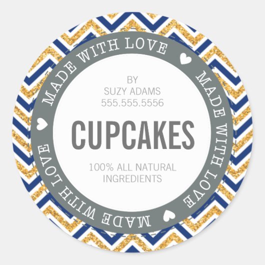 SCHATTIGE PRODUCT LABEL gemaakt met liefde chevron (Voorkant)