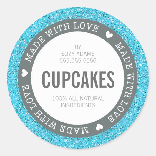 SCHATTIGE PRODUCT LABEL gemaakt met liefde glitter (Voorkant)