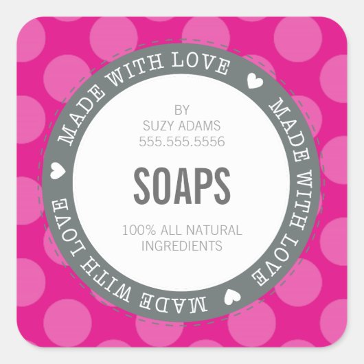 SCHATTIGE PRODUCT LABEL gemaakt met love polka dot (Voorkant)