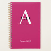 Schattige Professioneel Roze Monogram Naam Initiaa Planner (Voorkant)