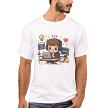 Schattige programmeur die met code werkt – Kawaii