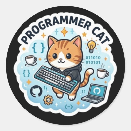 Schattige programmeur kat code laptop sticker | Gr (Voorkant)