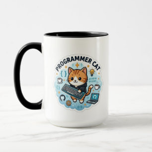 Schattige programmeur kat code vinyl sticker Ont Mok
