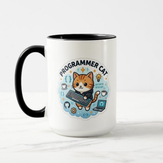 Schattige programmeur kat code vinyl sticker | Ont Mok (Links)
