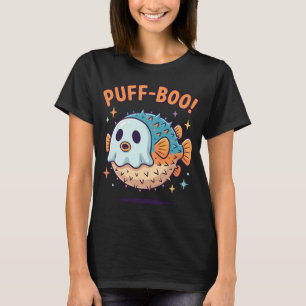 Schattige Puff-Boo Kogelvis Geest Halloween Kawaii T-shirt