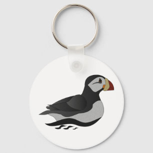 Schattige Puffin Swimming Cartoon Sleutelhanger