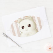 Schattige Puffy Kawaii Konijnenkonijn Ovale Sticker (Envelop)